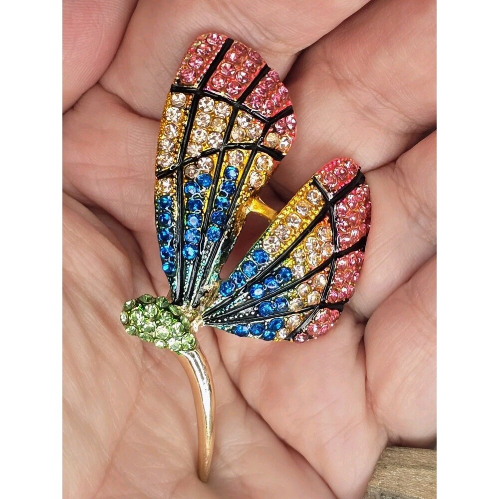 Multicolor Crystal Butterfly Ring